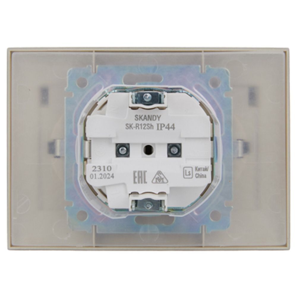 SKANDY Розетка 2-местная и крышкой 16А в сборе IP44 SK-R12Sh шампань IEK