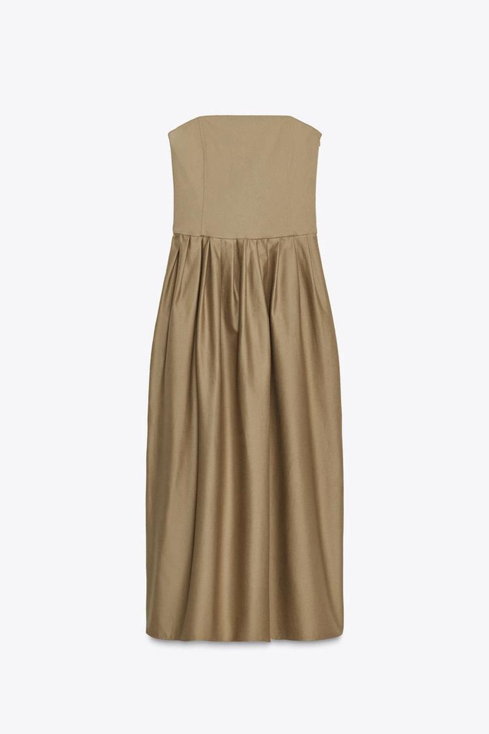 ZARA ПЛАТЬЕ-МИДИ БЕЗ БРЕТЕЛЕЙ, ХАКИ