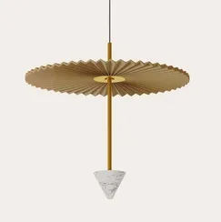 Подвесной светильник Vant Ø50 см, золотой металл, белый мрамор, каучуковый ребристый диск 