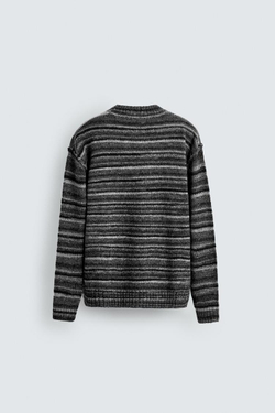 ZARA КАРДИГАН В ПОЛОСКУ, АНТРАЦИТОВО-СЕРЫЙ