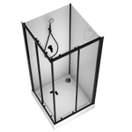 Душевая кабина Loranto NEO 100x100x(190+15) c низким поддоном 15см, прозрачное закаленное стекло 5 мм,задние стеклянные стенки белые, профиль черный-матовый (CS-21801-100)