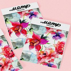 Ткань футер 2-х нитка акварельные соцветия