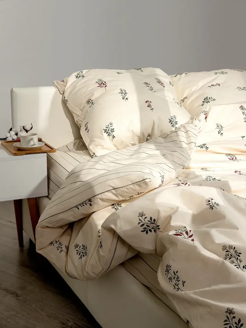 Пододеяльник перкаль Сказка "Гербарий Эко/Полоски Эко" евро на молнии 200x215 см