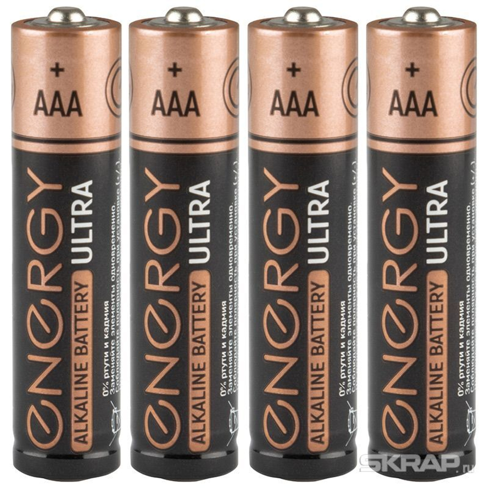 Батарейка алкалиновая Energy Ultra LR03/4B (AAA) (4шт на блистере) (104406)