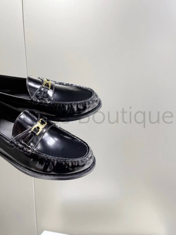 Женские лоферы Celine Luco кожаные в черном цвете