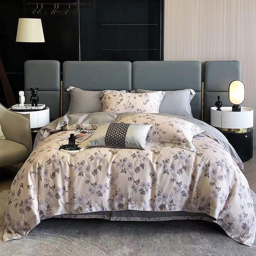 ZEPHYR HOME Двуспалка Тенсель серый цветы
