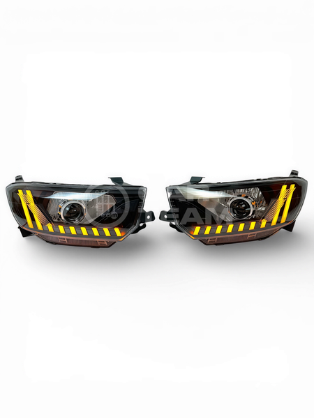 Фары Лада Гранта FL передние в стиле AUDI круглые би линзы без ангельских глазок, хром маска