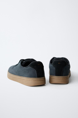 ZARA СПОРТИВНЫЕ ЗАМШЕВЫЕ ТУФЛИ-ДЕРБИ, МОРСКОЙ СИНИЙ