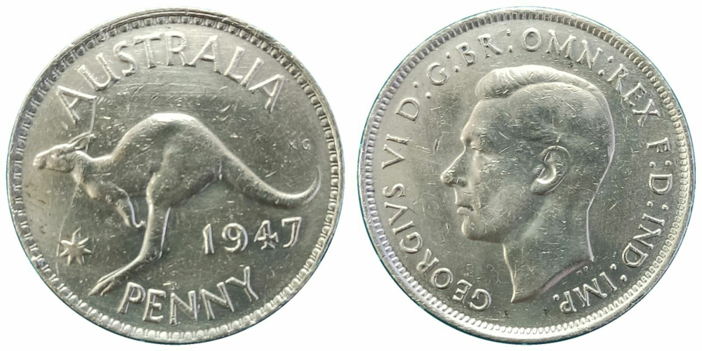 Австралия 1 пенни, 1938-1948 XF