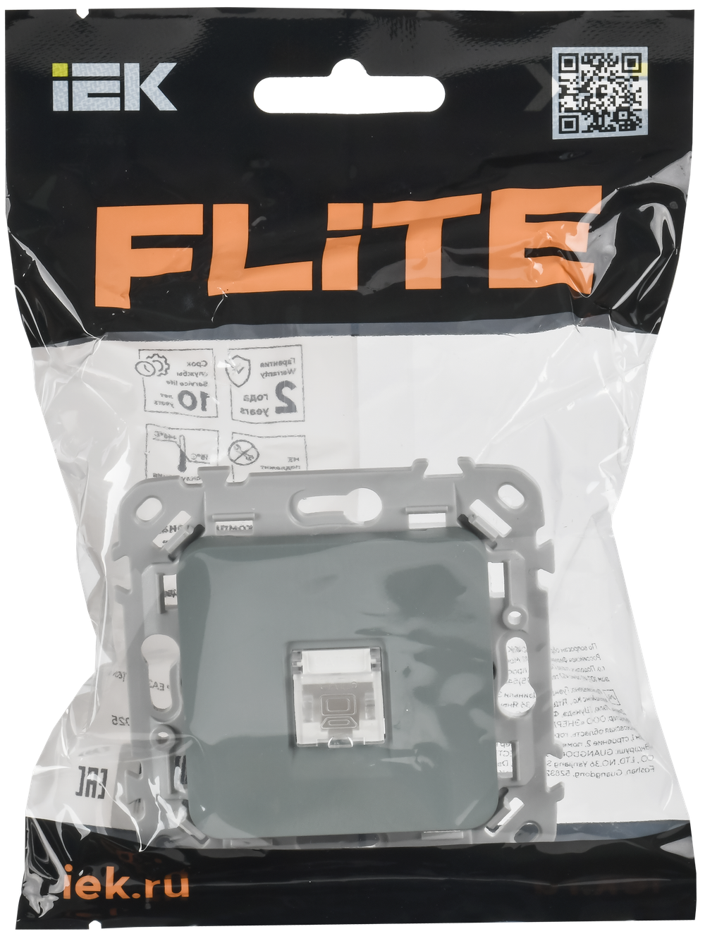 FLITE Розетка компьютерная RJ45 категория 5Е UTP РК5е-1-0-ФлС серый IEK