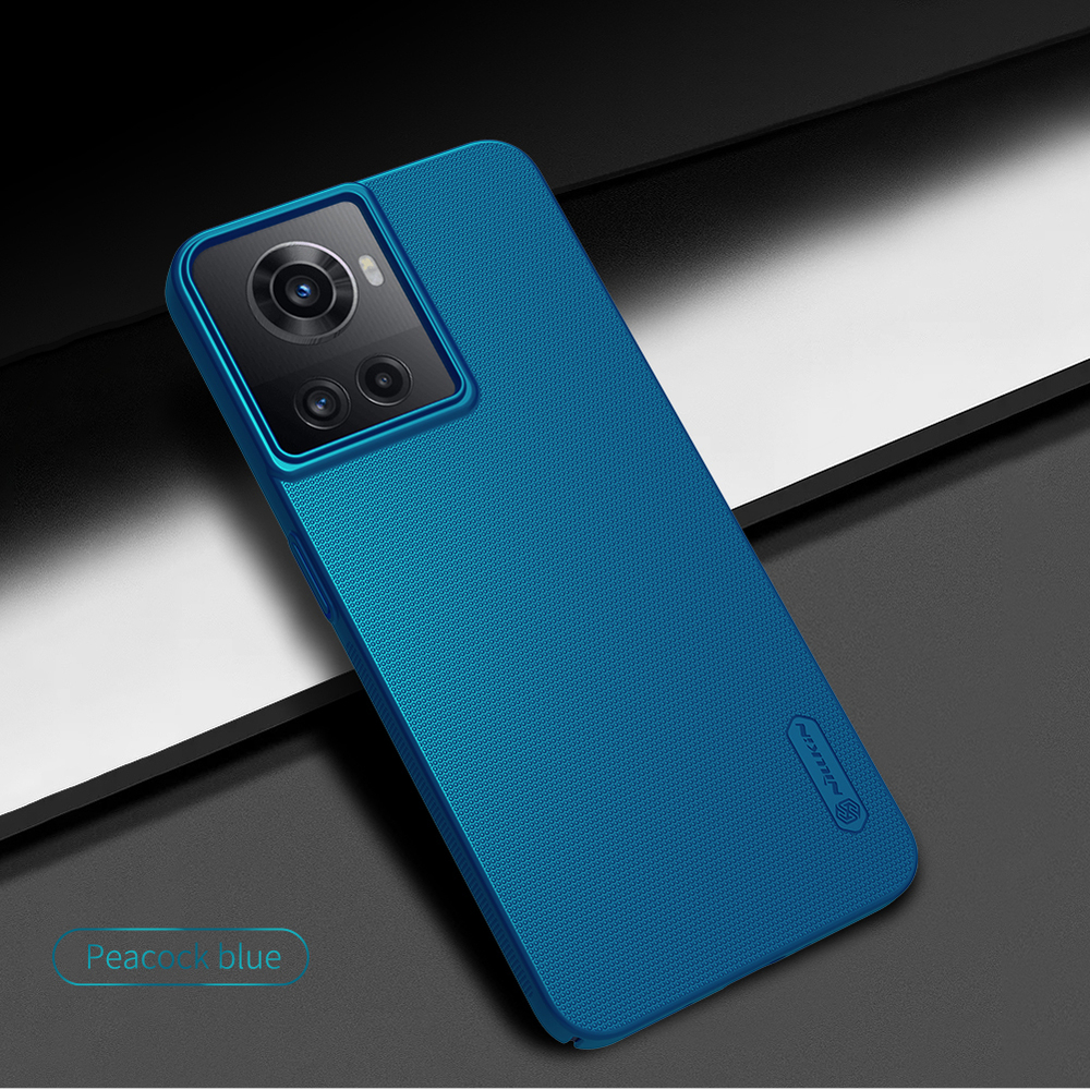 Тонкий чехол синего цвета (Peacock Blue) от Nillkin для OnePlus Ace 5G и 10R 5G, серия Super Frosted Shield