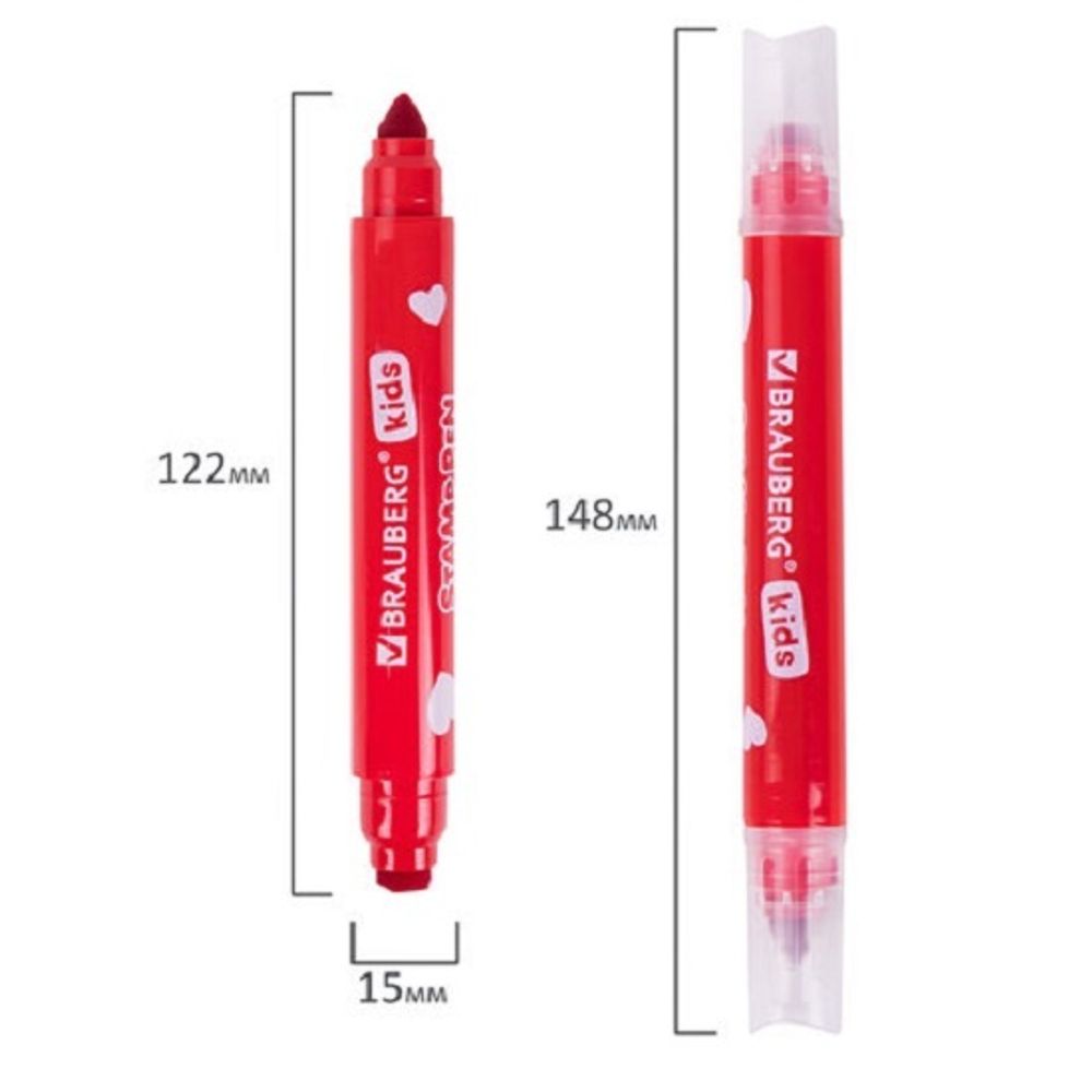 Фломастеры - штампы 8 цветов Brauberg Kids, утолщённые, двусторонние, картонная упаковка