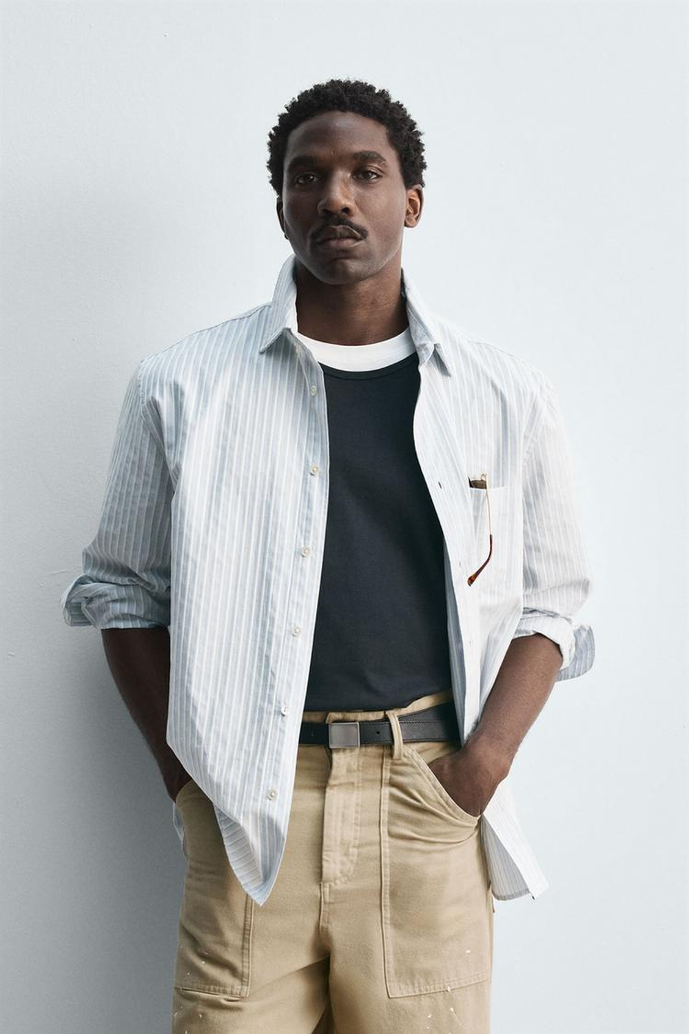 ZARA РУБАШКА В ПОЛОСКУ LIMITED EDITION, НЕБЕСНО-ГОЛУБОЙ