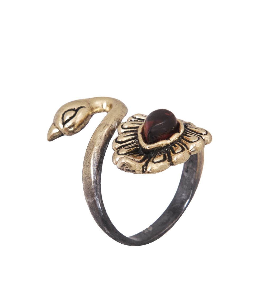 AM-4073 Кольцо «Павлин Королевский» (латунь, янтарь)