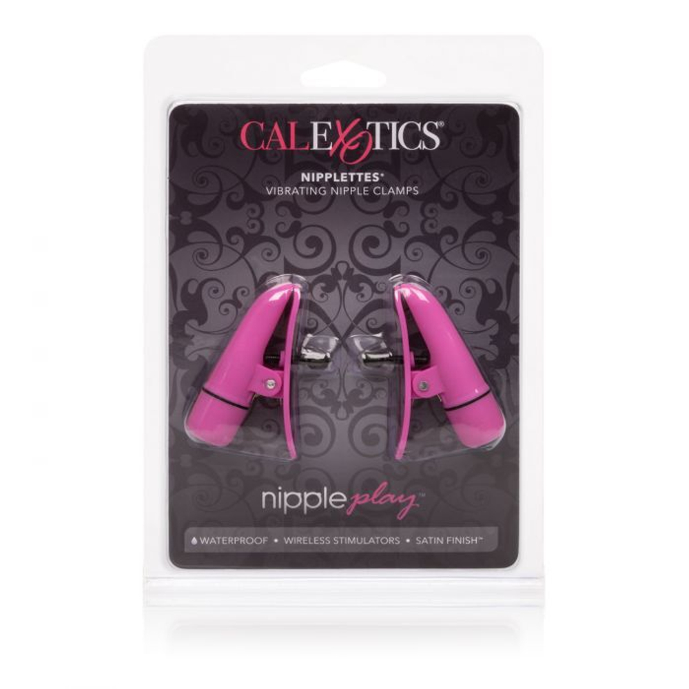 Розовые зажимы на соски с вибрацией Nipple Play Nipplettes