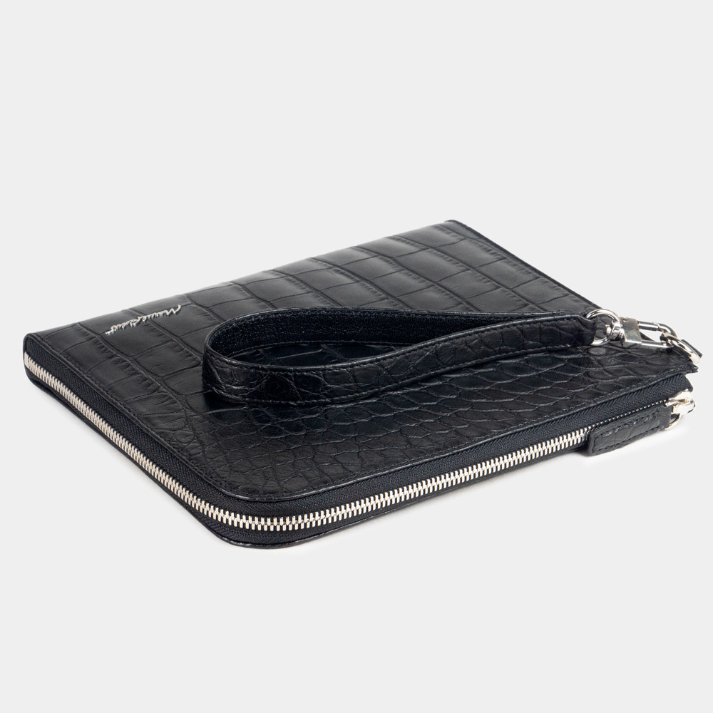 Сумка мужская Hector из кожи аллигатора, черного цвета