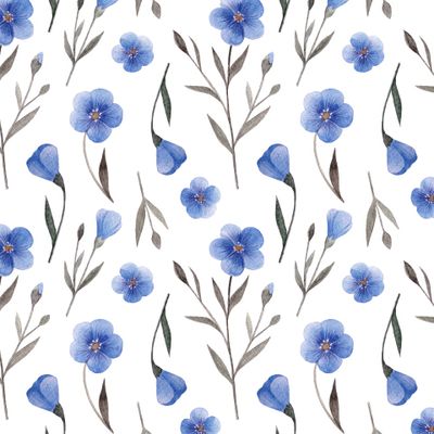 Синие-серые цветы на белом фоне
