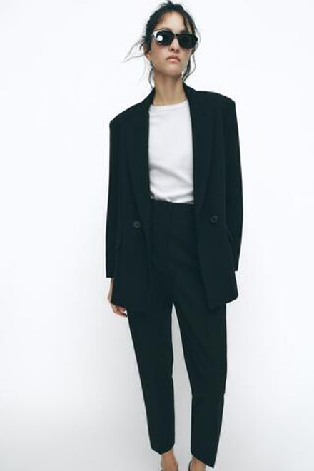 ZARA БРЮКИ С ВЫСОКОЙ ПОСАДКОЙ, ЧЕРНЫЙ
