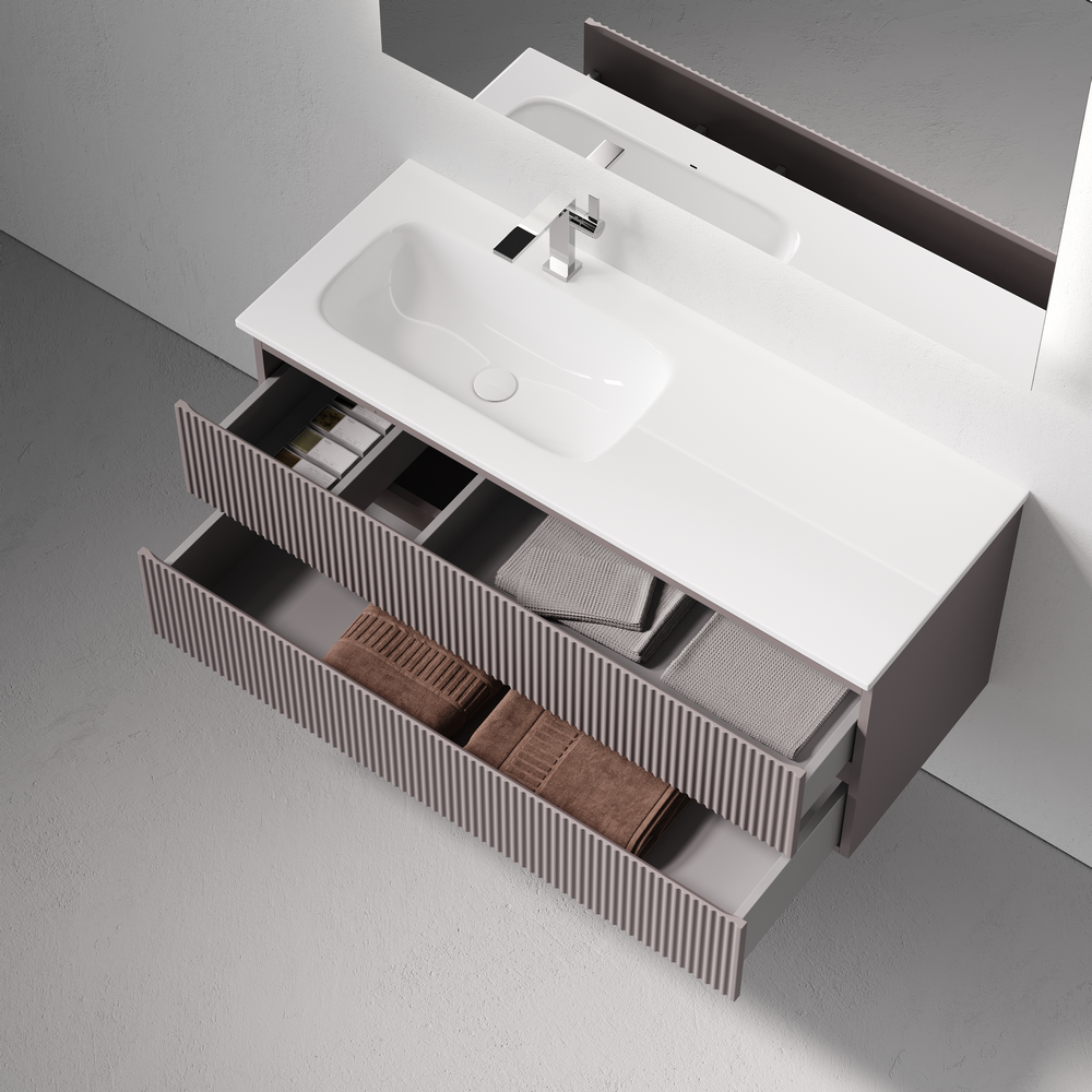 Тумба подвесная SANCOS Snob R левая 1195х445х500, c двумя ящиками оснащенными доводчиками, Doha Soft, арт.SNR120LSM