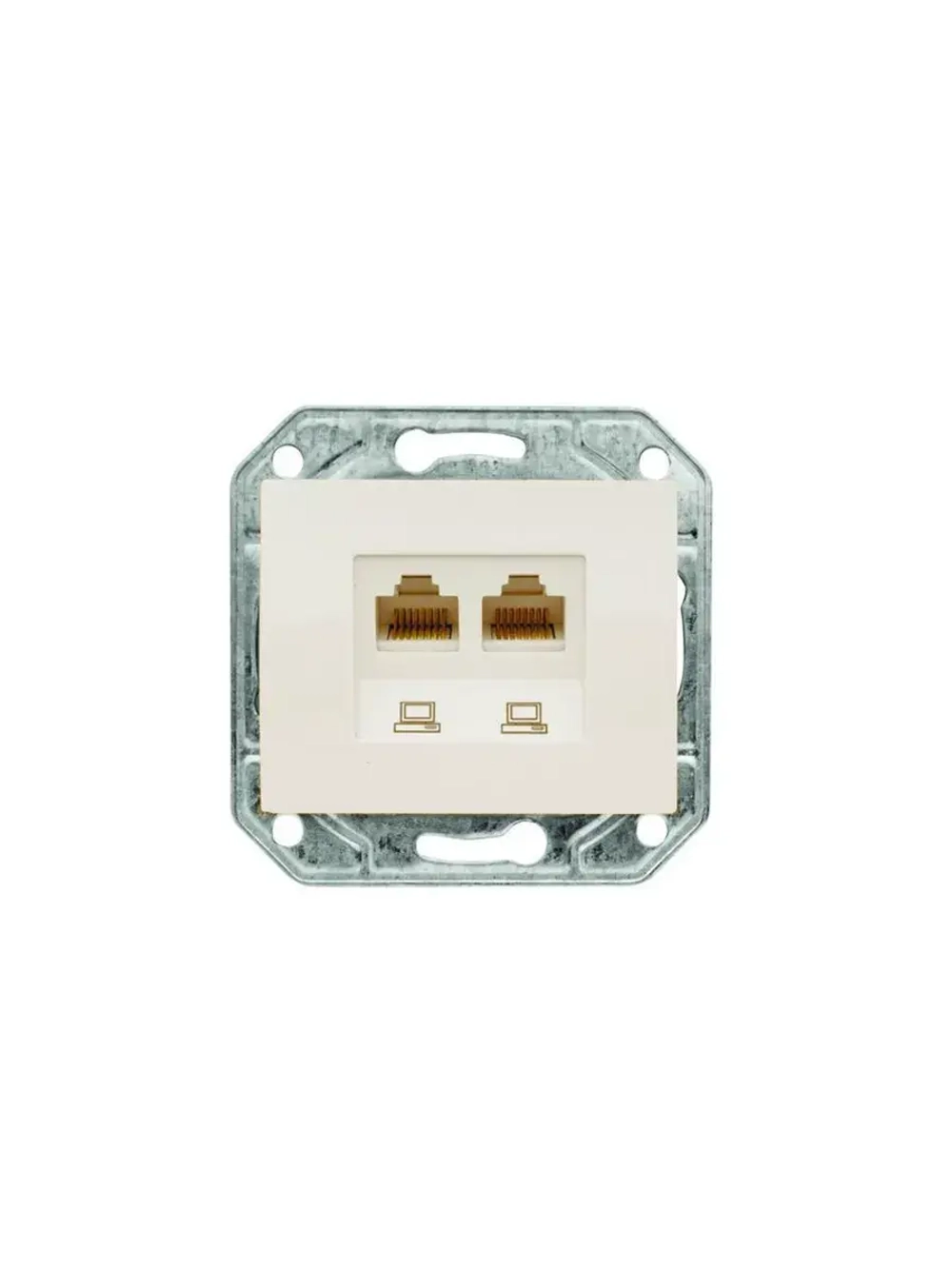 Розетка интернетная 2-я RJ-45 cat.5E ProfiTec Corsa бежевая