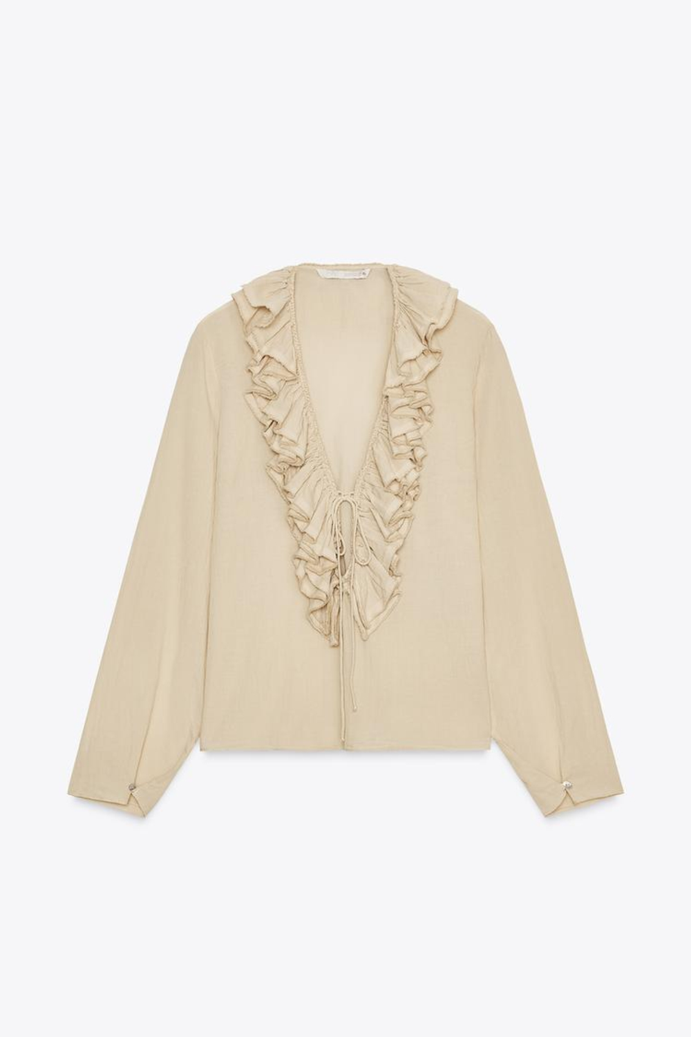 ZARA ТОП С ОБОРАМИ ZW COLLECTION, ПЕСОЧНЫЙ