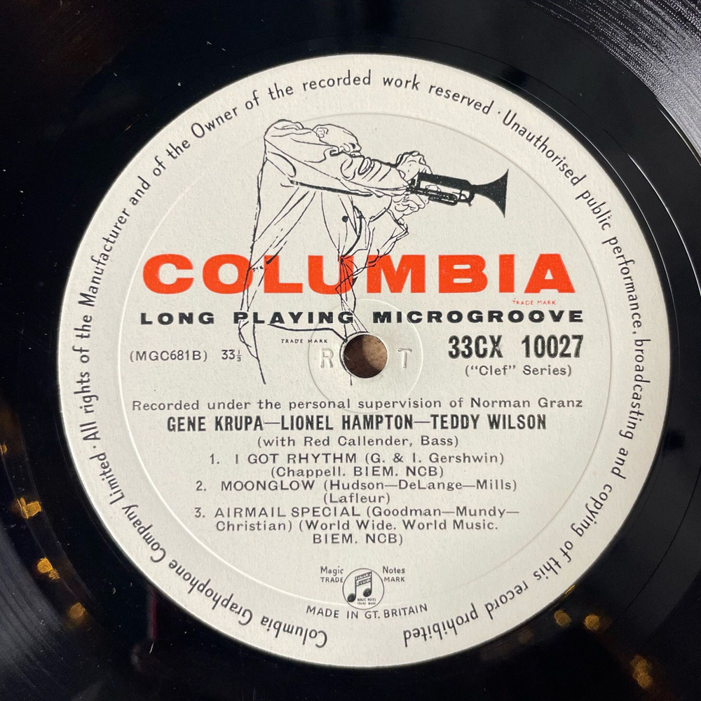 Винтажная виниловая пластинка LP Gene Krupa, Lionel Hampton, Teddy Wilson (UK 1956)