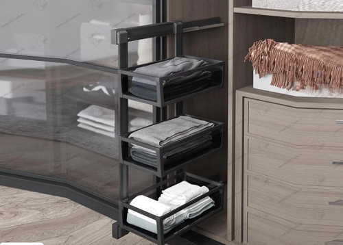 S-6721-A Корзина для белья, Starax, 3-х ярусная, (325х475х1000 мм), левая, антрацит