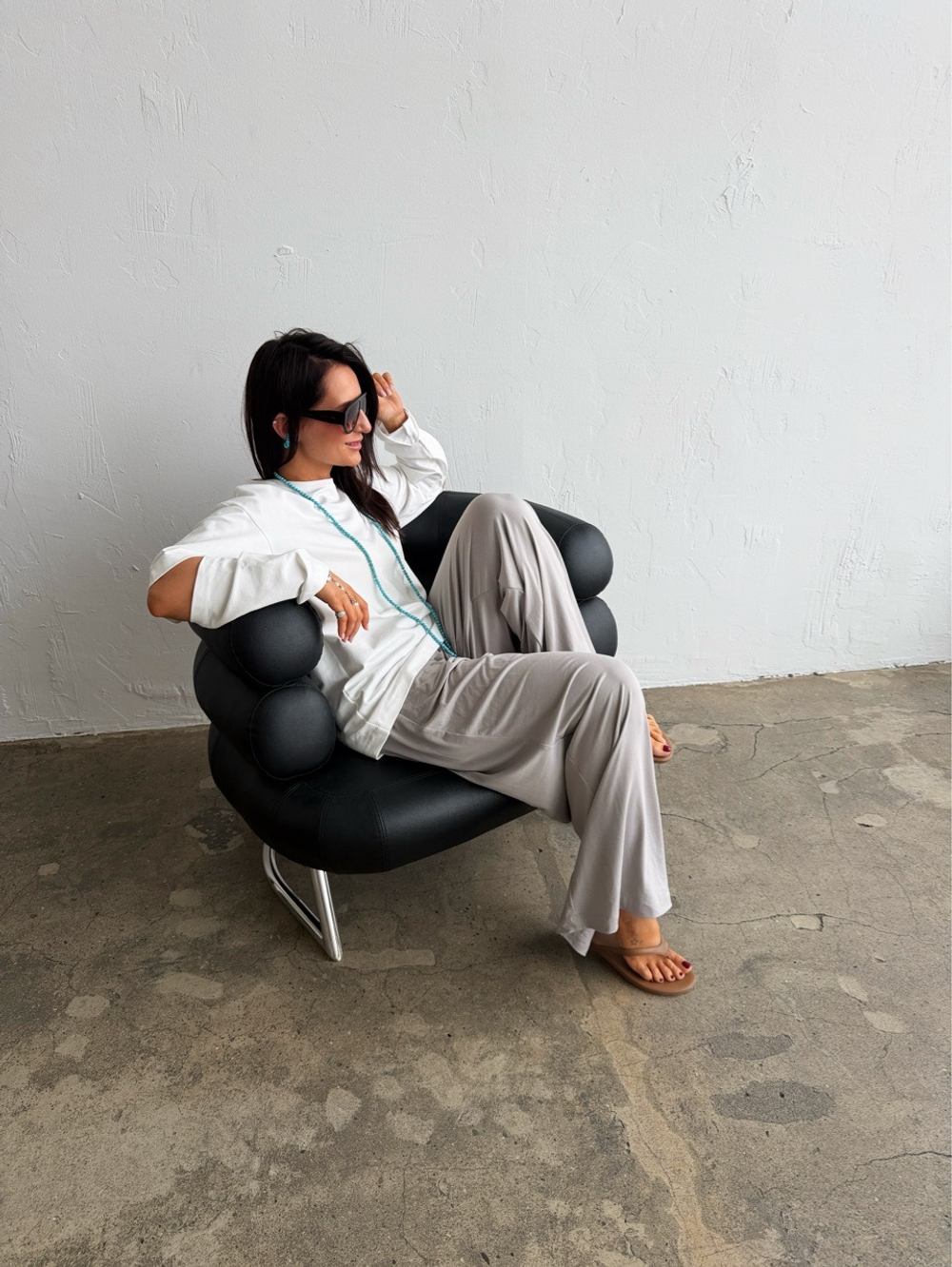 Брюки широкие на резинке