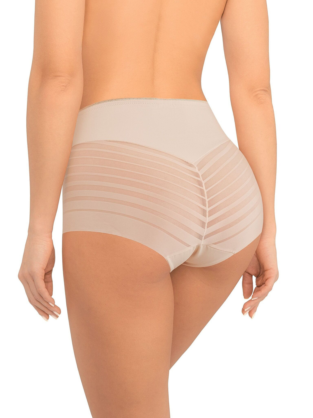 Трусики-макси из микрофибры с полосками (Размер: XXL) (Цвет: молочный)