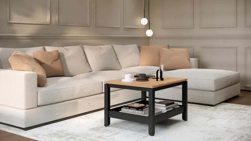 Стол журнальный  - аналог ИКЕА HEMNES / ХЕМНЭС/ ХЕМНЕС / КОДЗУВ / IKEA , 75x60 см, черный/светло-коричневый