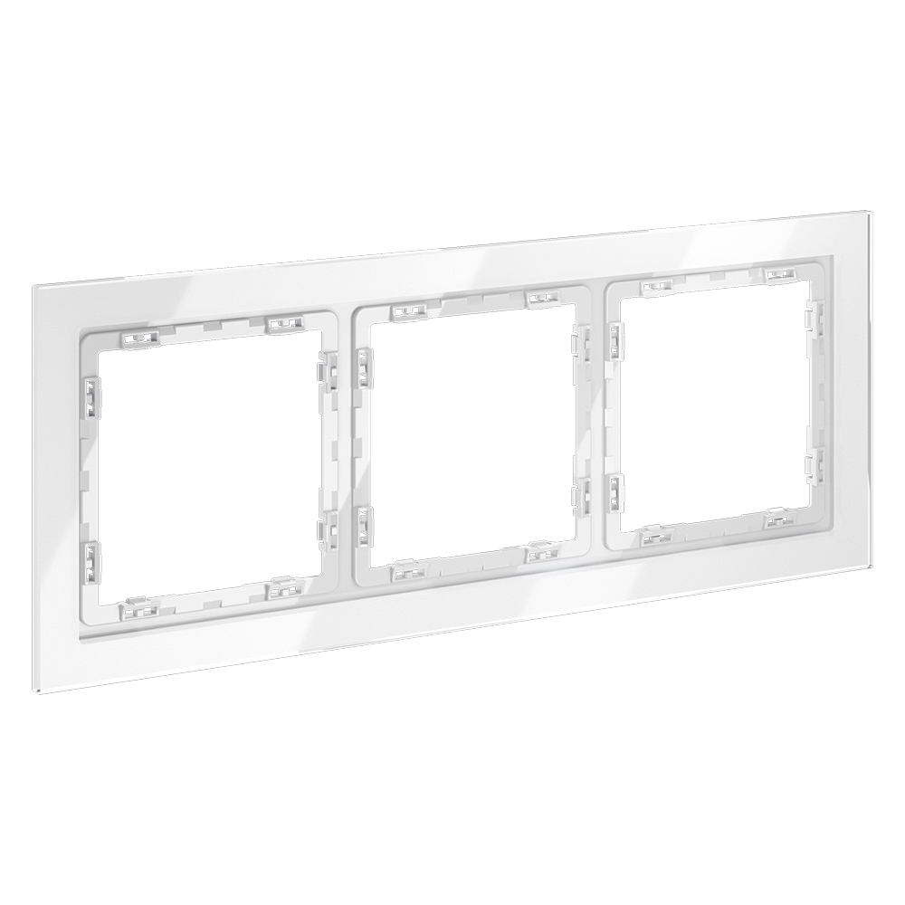 Рамка стеклянная VOLTUM S70 на 3 поста, (белый, стекло)