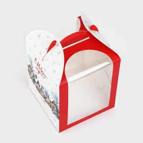 Коробка для пряничного домика с ручками «Зимний город», 15 х 15 х 18 см