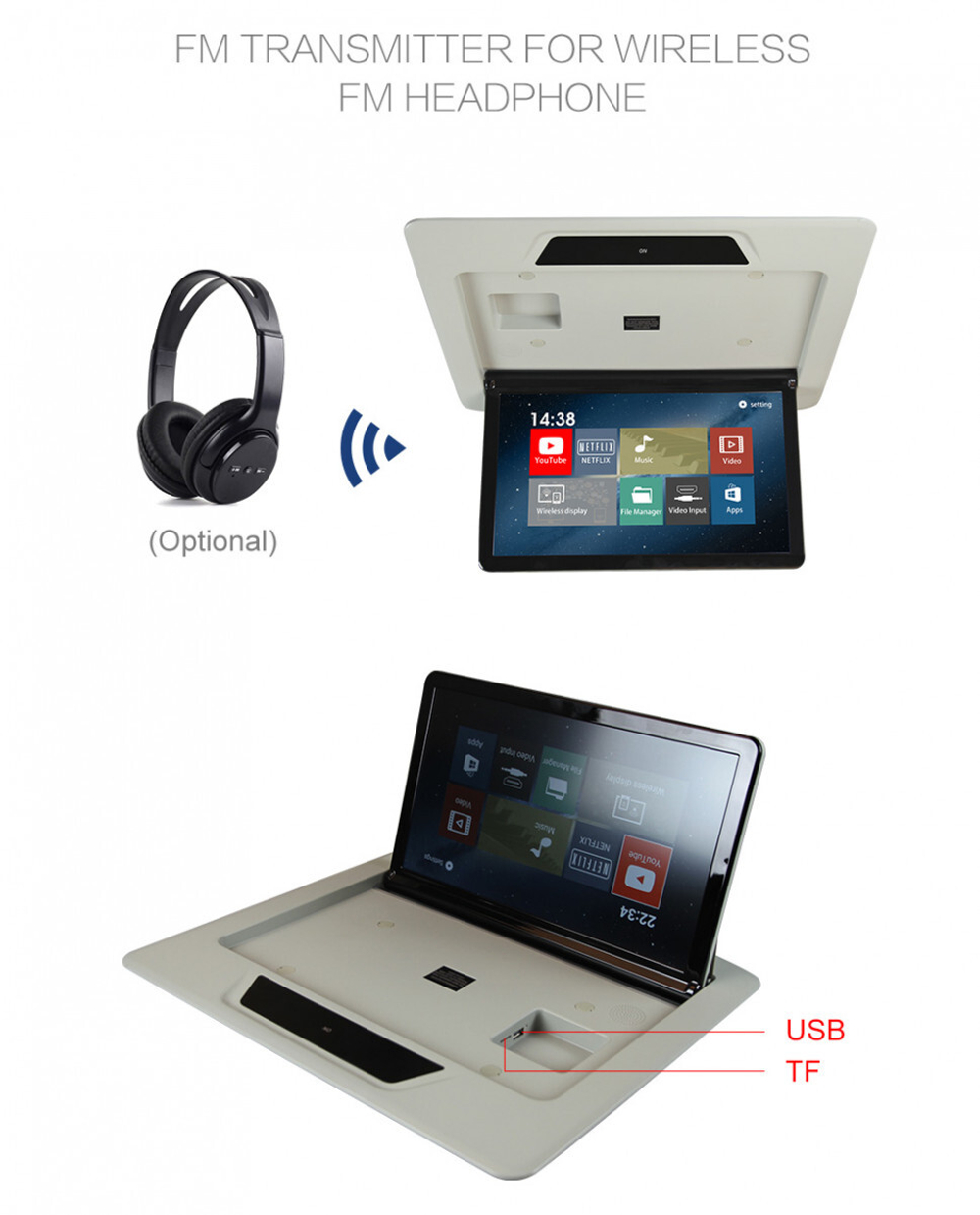 Монитор потолочный для Toyota Alphard - ERGO ER15AFL с экраном 15.6” (1920х1080 FullHD, Android, 3+32Gb) серый