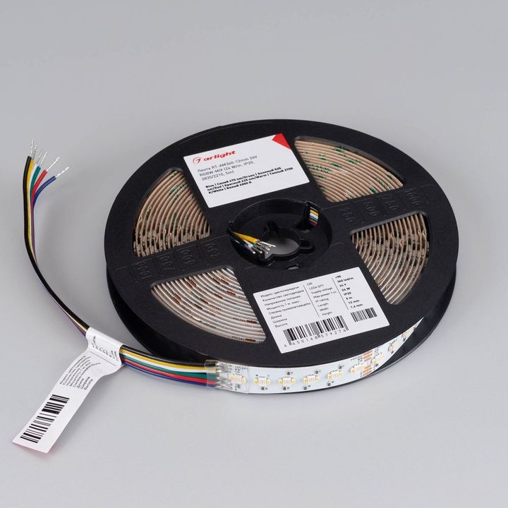 Светодиодная лента Arlight 4W/m 60Led/m 2835SMD разноцветный/холодный белый 5M RT-AM360-12mm 24V RGBW-MIX 044036