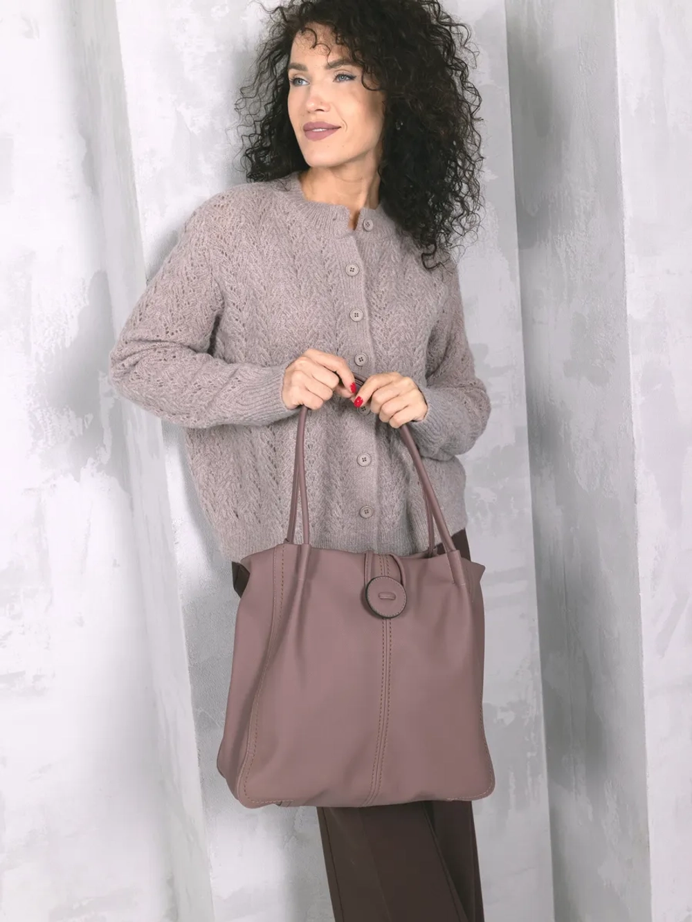 Сумка большая через плечо шоппер мешок