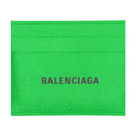 Balenciaga Cash Letter Print Cow Leather Card Holder Card Holder Men"s Green