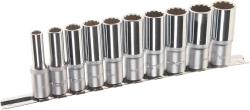 Набор торцевых головок RF-3102-9: 3/8"DR 12-гранных глубоких на планке 10пр. ROCKFORCE
