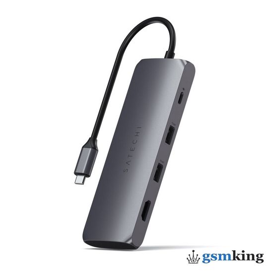 Satechi USB-C Hybrid Multiport Adapter (USB-C PD port to USB Type-C + 2 x USB 3.0 + HDMI + SSD storage compartment) Space Gray ST-UCHSEM