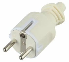 Вилка Эра V4(W) с заземлением  16А прямой ввод белая Б0019188