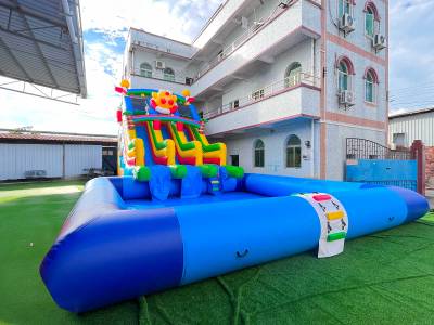 Надувная водная горка «Цыпа на волнах» с бассейном 14×8×7,3 м