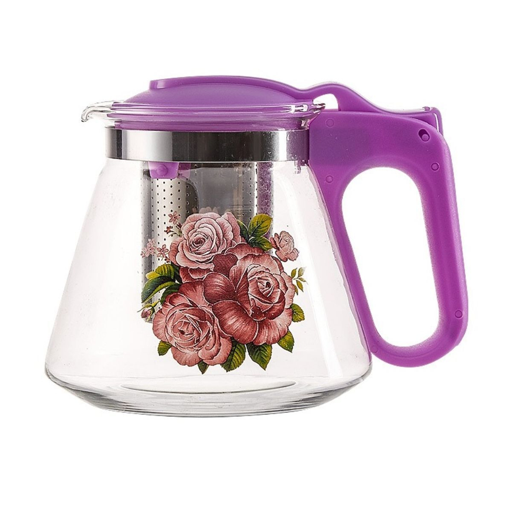 Чайник заварочный стекло, пластик, 0.75 л, с ситечком, AK-5510/15А