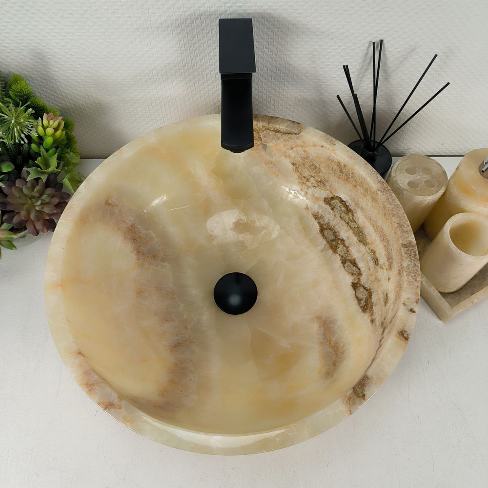 Раковина из оникса Bowl Yellow BO-64539 45*45*17 0199