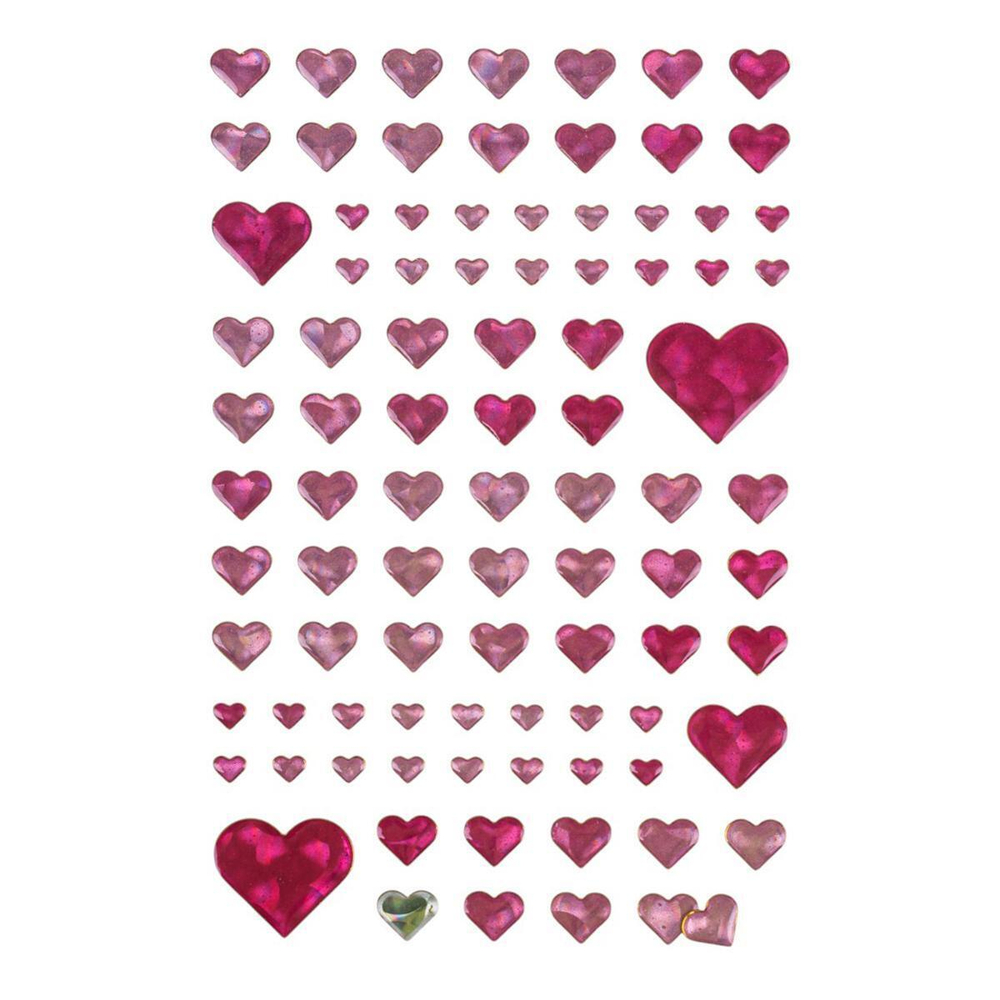 Наклейки Сердечки с голографическим эффектом 20*11см, розовые