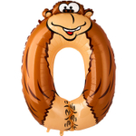 Шар Фольгированный Цифра 0 Обезьяна (Ассорти)