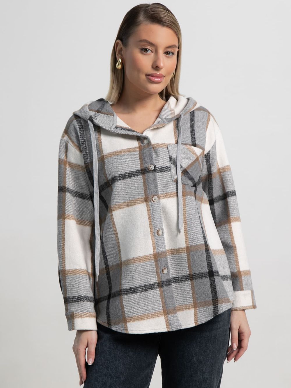 Рубашка теплая с капюшоном Олиссия (серая) Б15504-18М LT Collection