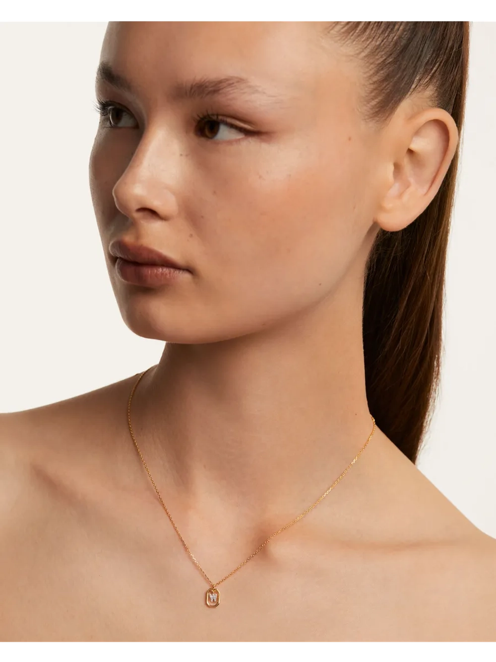 Колье женское PDPaola Мини-Буква W серебро 925 пробы покрытое золотом 750 пробы CO01-534-U