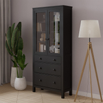 Шкаф-витрина Хемнэс Hemnes/Кымор, 3 ящика, 90х198х37 см, черный