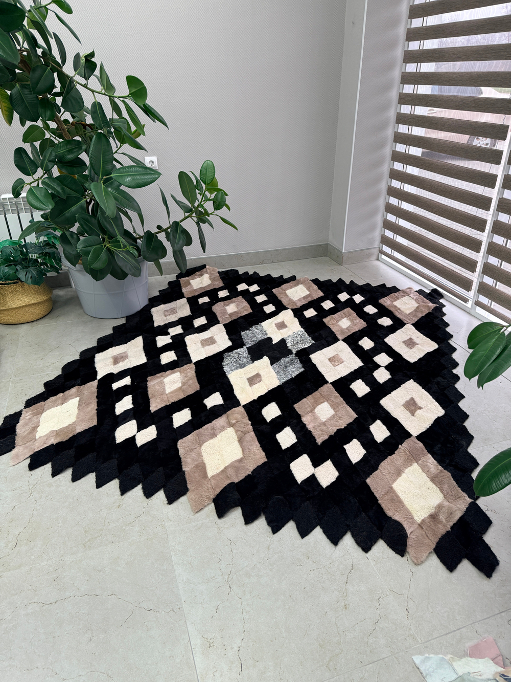 Покрывало меховое ковер из шкуры овчины