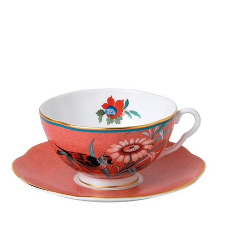 Wedgwood Коралловая чайная чашка с блюдцем Paeonia Blush 320 мл