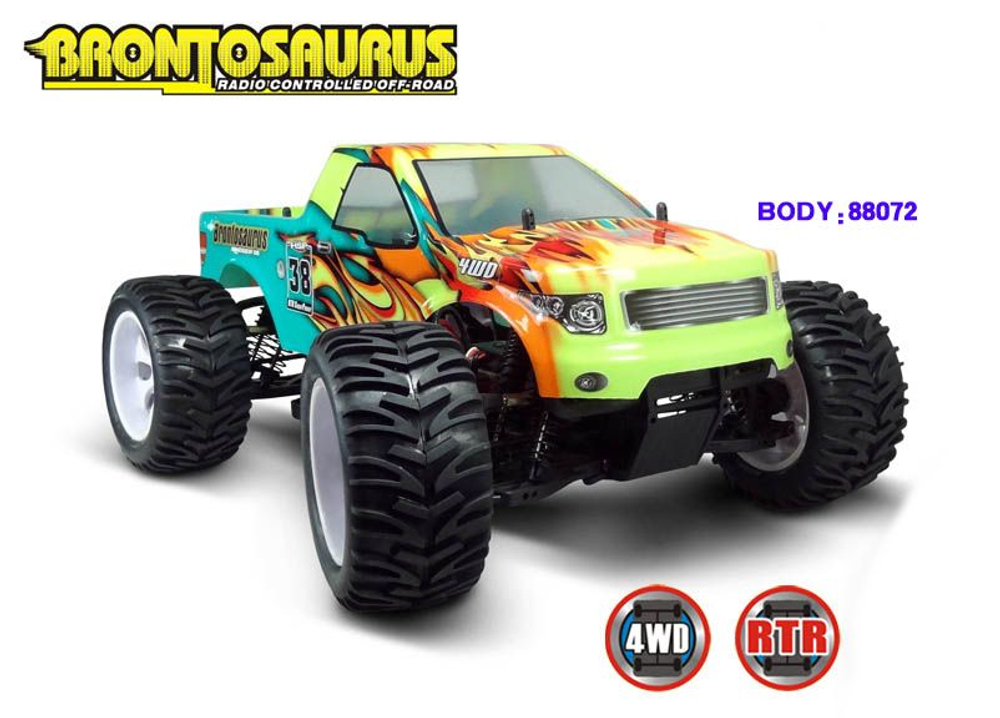 Радиоуправляемый монстр 94111PRO-88072 HSP Brontosaurus PRO 4WD RTR масштаб 1:10 2.4G , цвет пламя